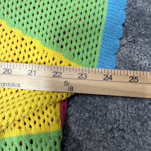 Ces Femme Crop Top Open Knit Oversized Cap Sleeve Sweater Size Medium - Picture 4 of 6